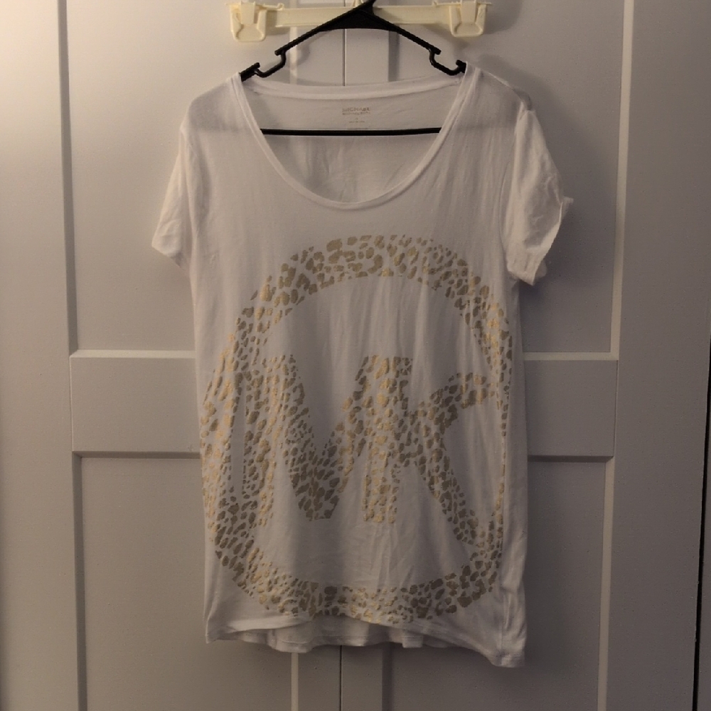 Michael Kors White and Gold Logo Tee - Picture 2 of 7